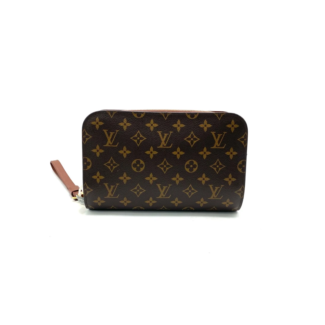95新 LouisVuitton/路易威登 lv男包棕老花手拿包 尺寸24/16