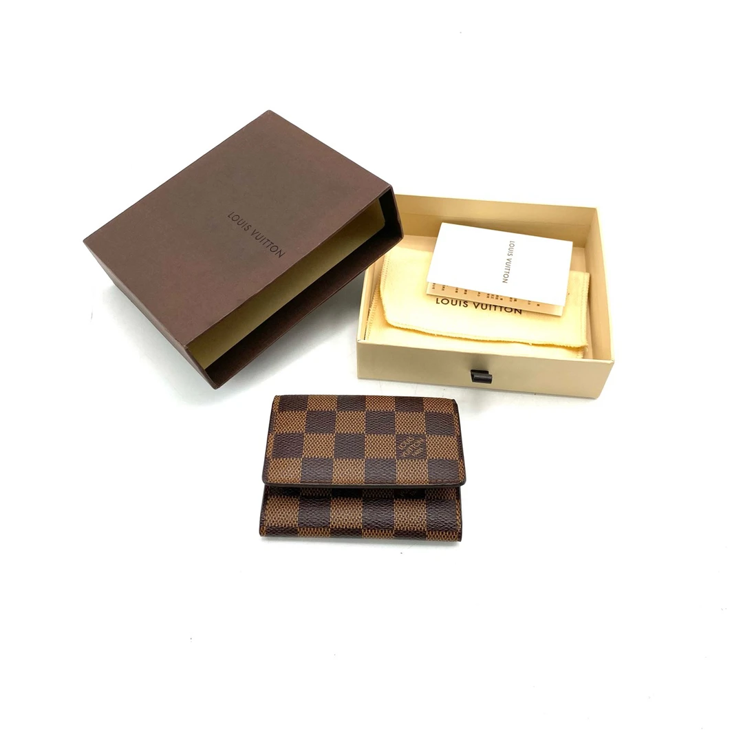 99新 LouisVuitton/路易威登 棕棋盘格对折小卡包 尺寸10/8