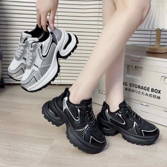 2024爆款新款机能风休闲运动鞋女厚底增高透气老爹鞋262313