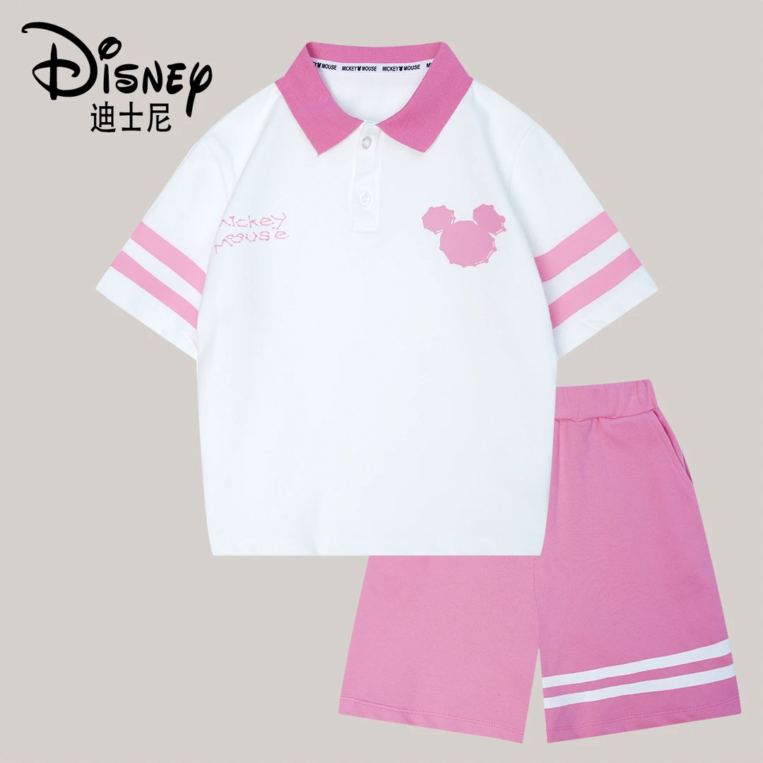 Disney/迪士尼夏季洋气百搭儿童卡通时尚短袖夏款套装EDTZ88805