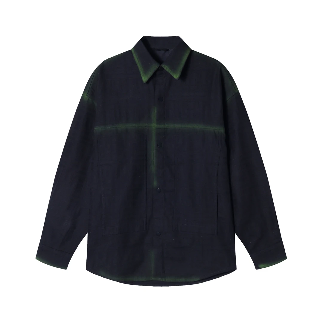 CS190日系潮牌手绘描边宽松衬衣领外套男秋季小众个性休闲夹克