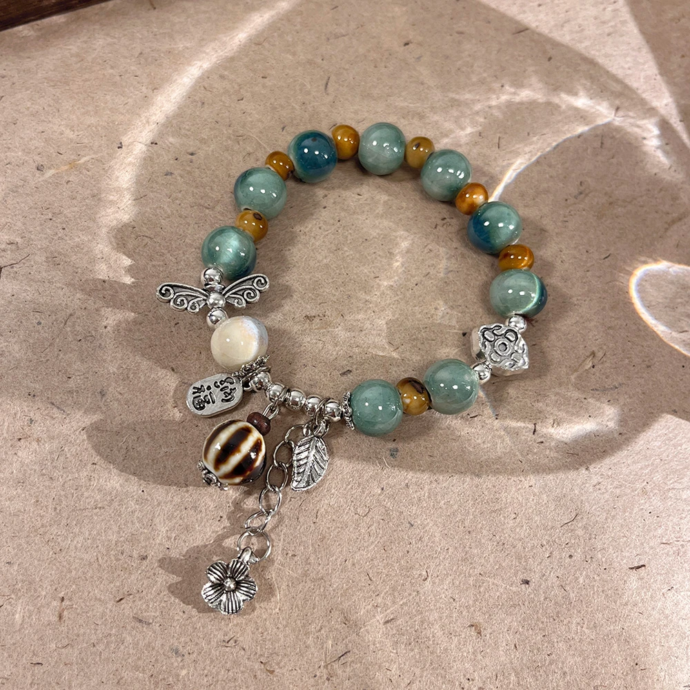 合金陶瓷手链 2025景德镇陶瓷串珠手链女新款文艺小清新闺蜜手链