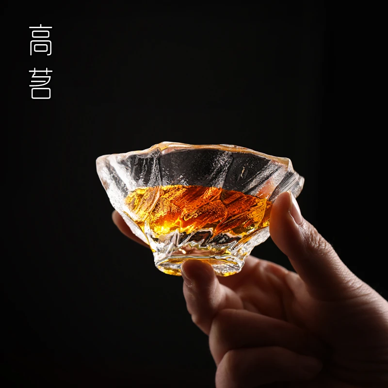 天然原矿水晶斗笠杯个人专用品茗杯单杯功夫茶具冰冻烧琉璃主人杯