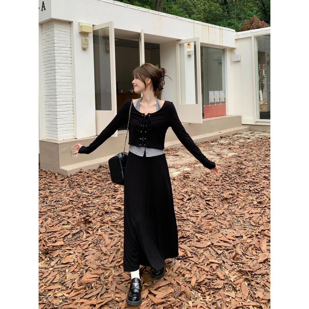 大码雅丹风秋装搭两件套微胖洋气女装显瘦美拉德穿搭胖mm两件套装