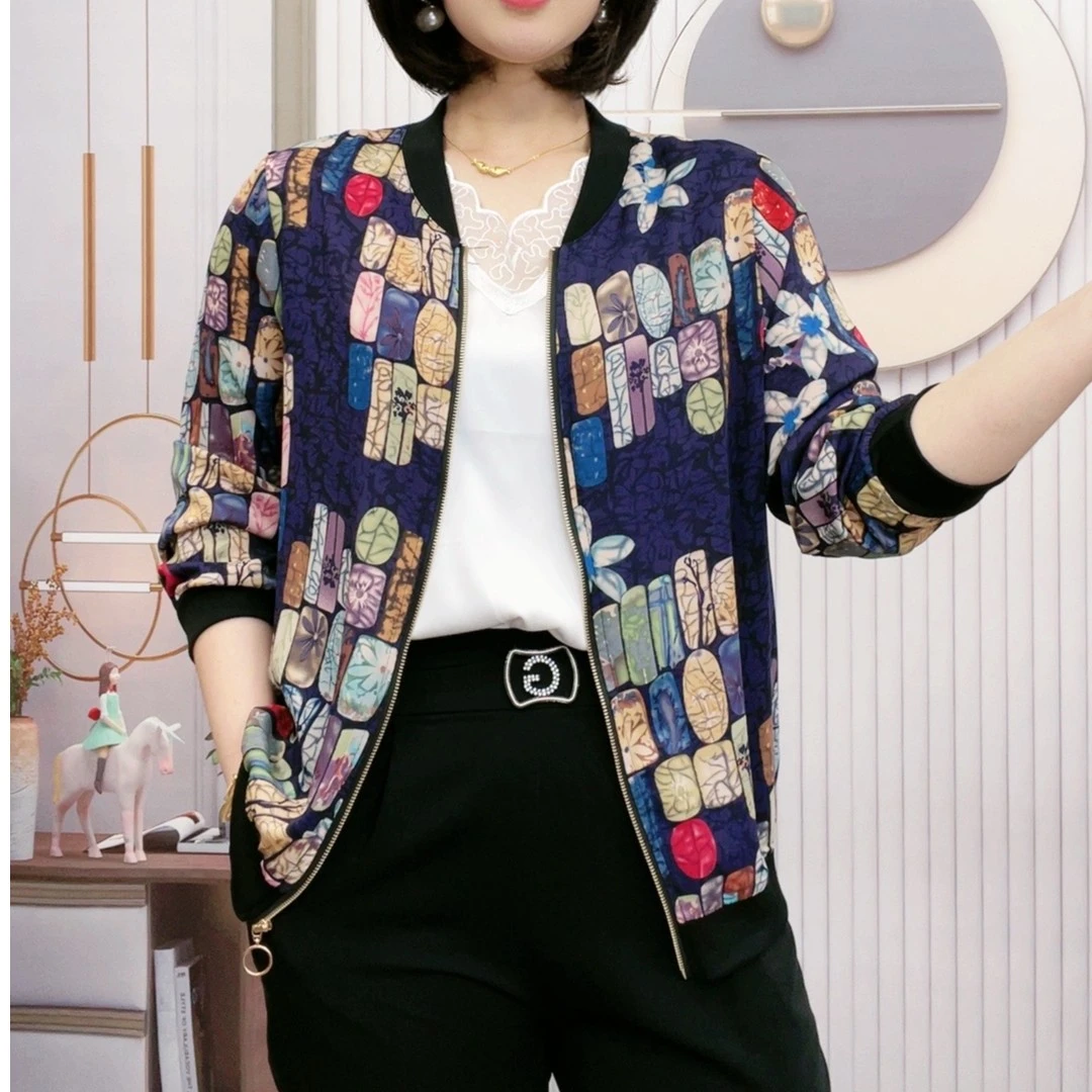 春夏洋气妈妈装薄款棒球服中老年女士显瘦遮肉大码宽松开衫防晒衣