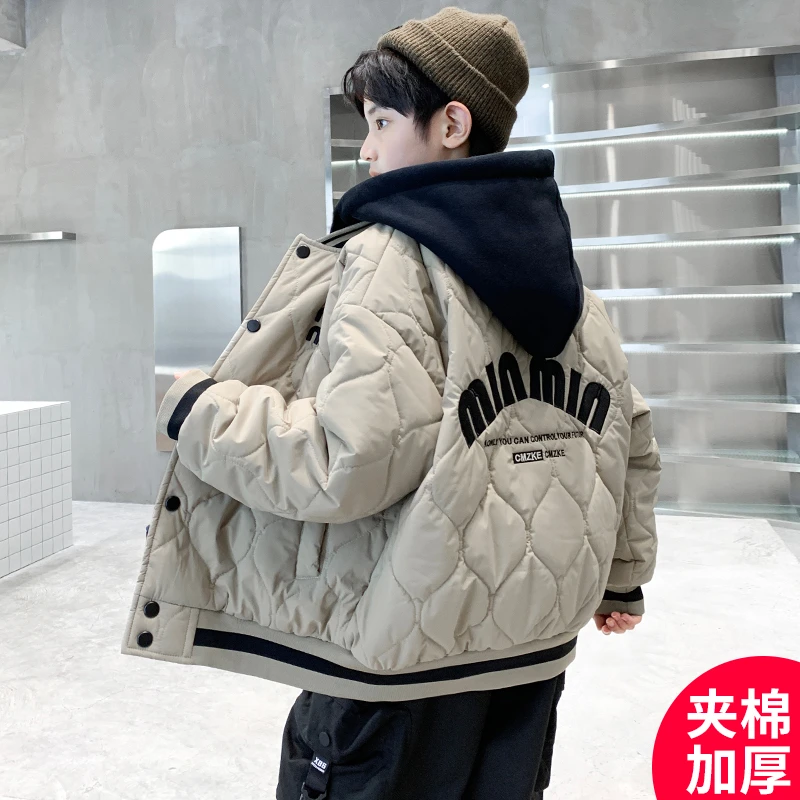 男童夹棉加厚棒球服外套秋冬款2025新款中大童儿童冬装洋气棉服潮