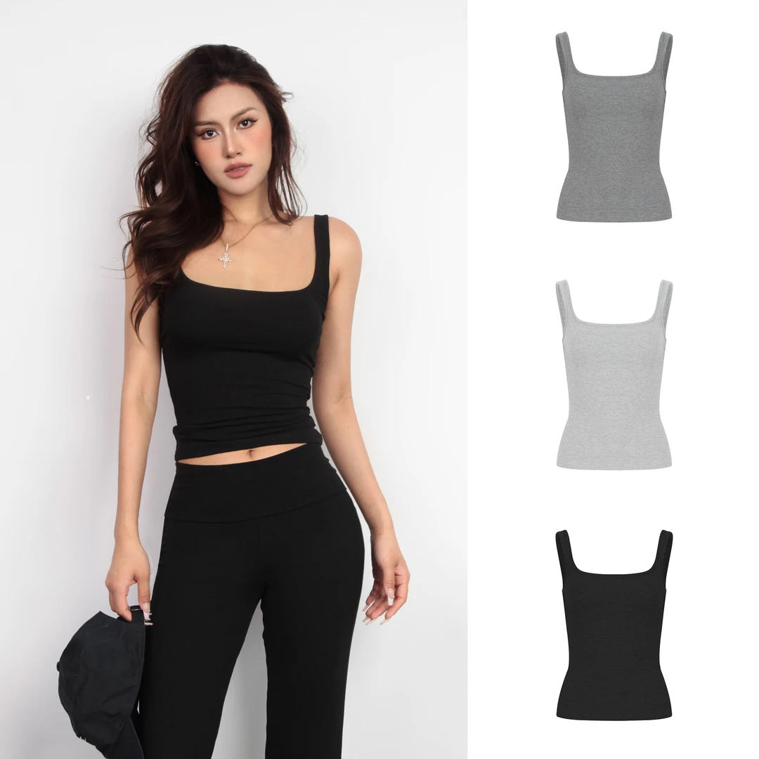 【Aliu自制】辣妹心机穿搭螺纹宽肩吊带背心女夏季显瘦内搭上衣