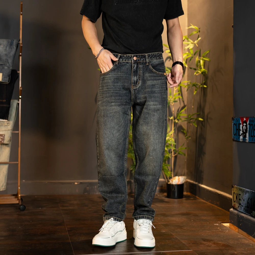 2025秋季新款牛仔裤男直筒微宽松休闲裤子复古美式男裤厚款