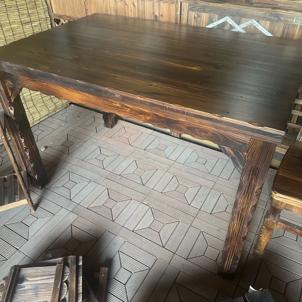 户外碳化防腐木桌椅庭院阳台实木休闲茶桌组合