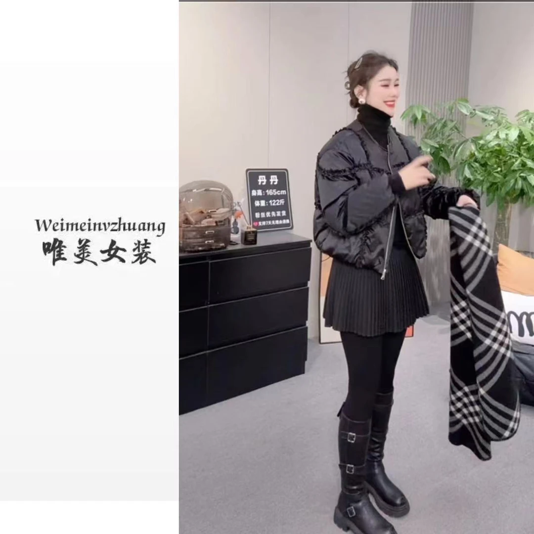 【小众设计】压花边特色圆领羽绒服外套