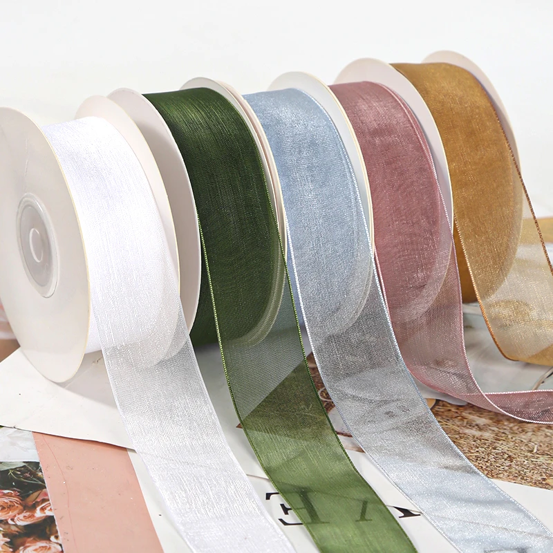 2.5厘米雪纱透明纱带花束包装礼物彩带蛋糕茉莉花丝带绸缎带织带