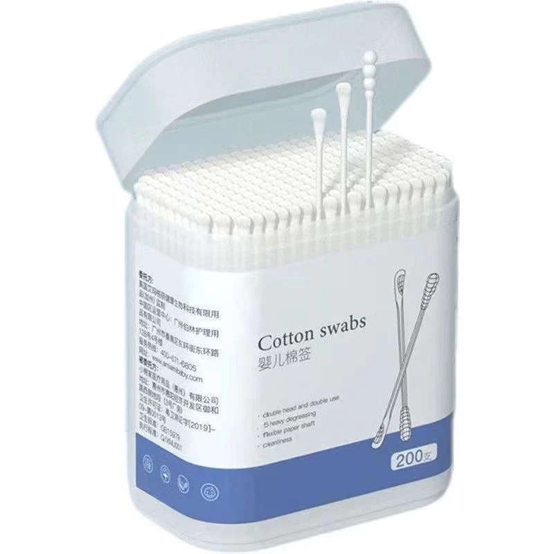 婴儿棉签耳勺二合一棉签棒新生儿消毒护理棉签螺旋头掏耳朵盒装