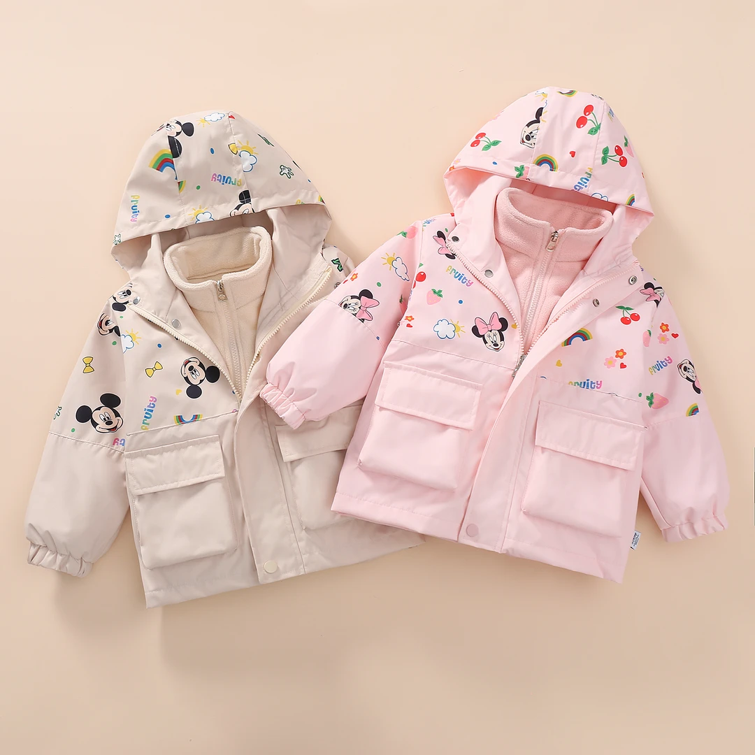 【冲锋衣两件套】Disney新款男女童冲锋衣摇粒绒春秋防风衣SW104