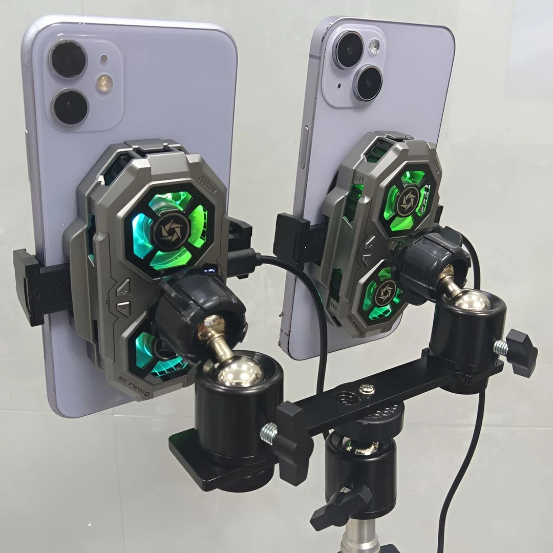 落地三脚架直播无声双核手机半导体散热器diy支架制冷降温二合一