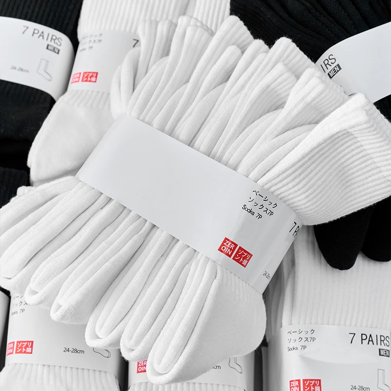 佐印7双男士袜子中筒袜10A抗菌体育生白袜毛巾底吸汗运动袜长袜