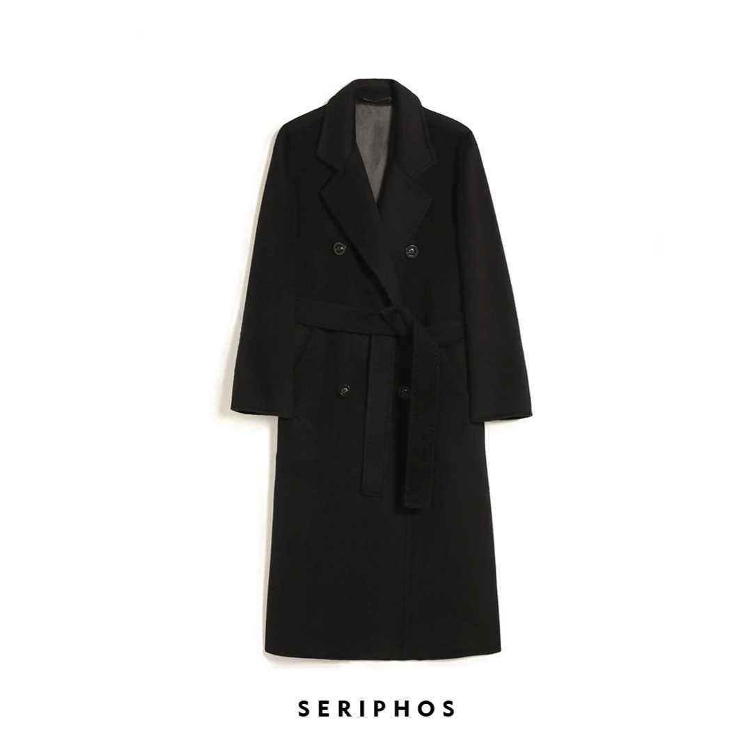 SERIPHOS【黑标正肩-赫拉】女士大衣25山羊绒10桑蚕丝正肩长款毛呢