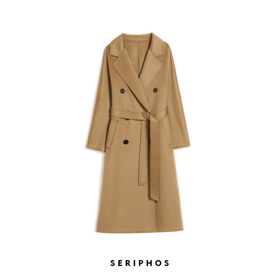 【100%纯山羊绒---8007C】100%纯山羊绒气质长款大衣轻奢传承经典版