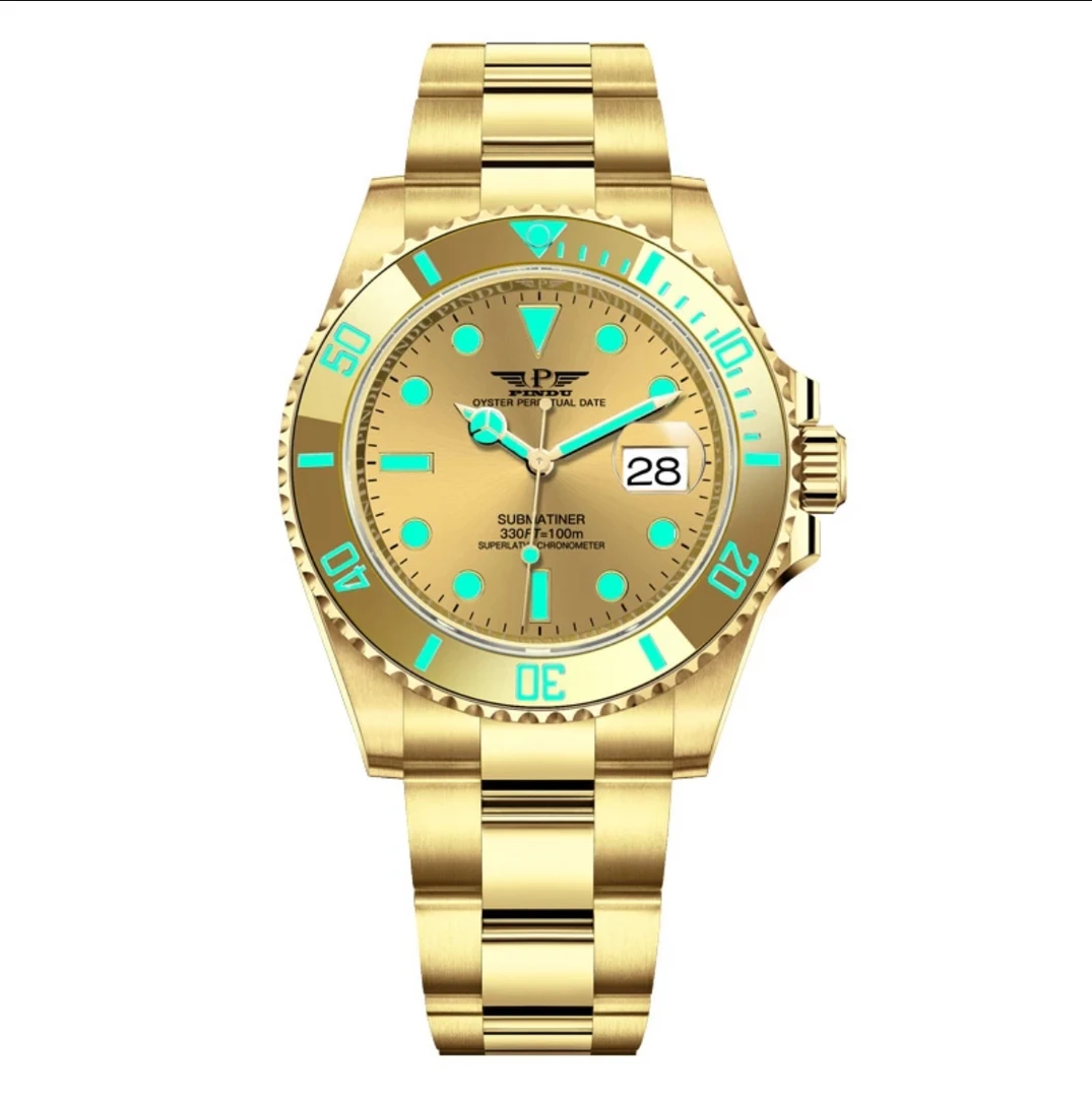 品度男士夜光防水机械腕表潮流轻奢自动手表钢带高档表时尚男表