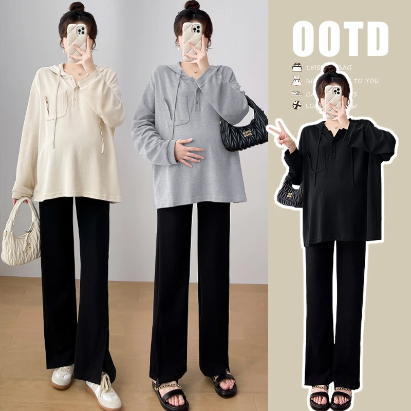 孕妇装春秋款上衣2024新款韩版宽松时尚休闲外穿卫衣显瘦