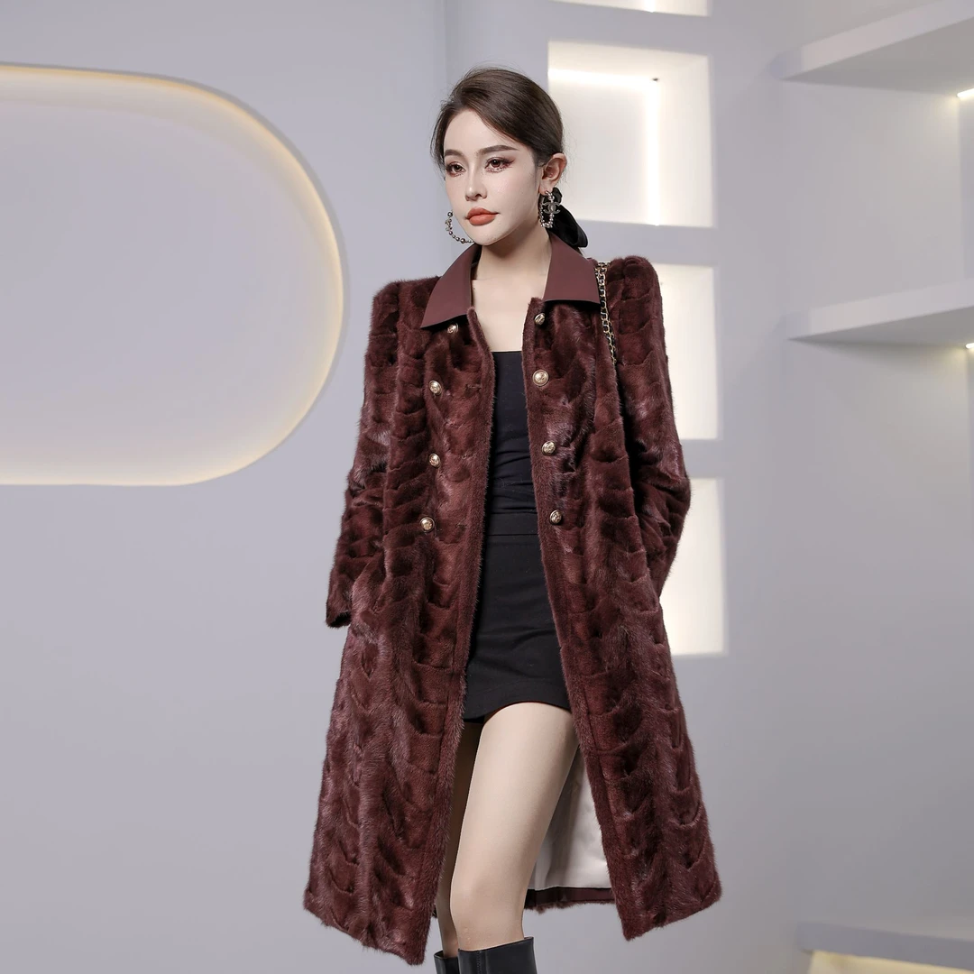 KAISER/凯撒“出圈季”4M2999初秋新款大牌气质长款绵羊皮水貂外套