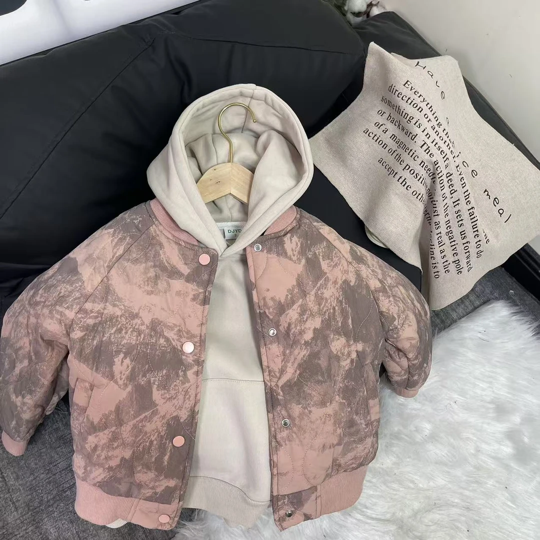 L159韩版晕染两件套夹棉加绒外套卫衣