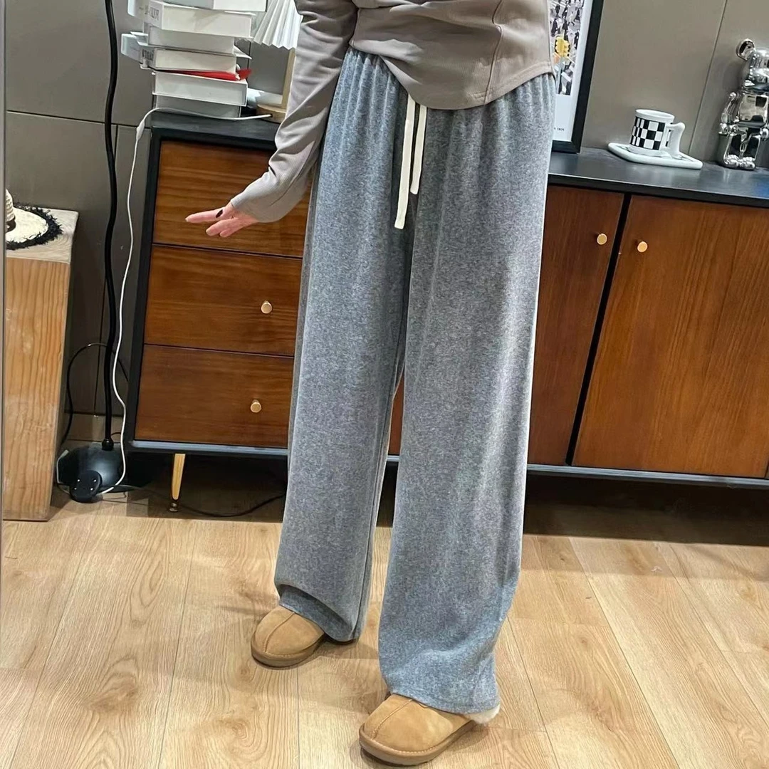 【毛巾直筒裤】毛巾纯色显瘦高腰垂感百搭舒适直筒裤D698