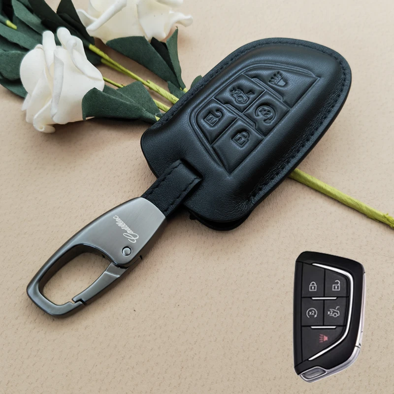 适用凯迪拉克ATSL真皮钥匙套CT6 XT5 XT4 XTS XT6包壳扣男女22款