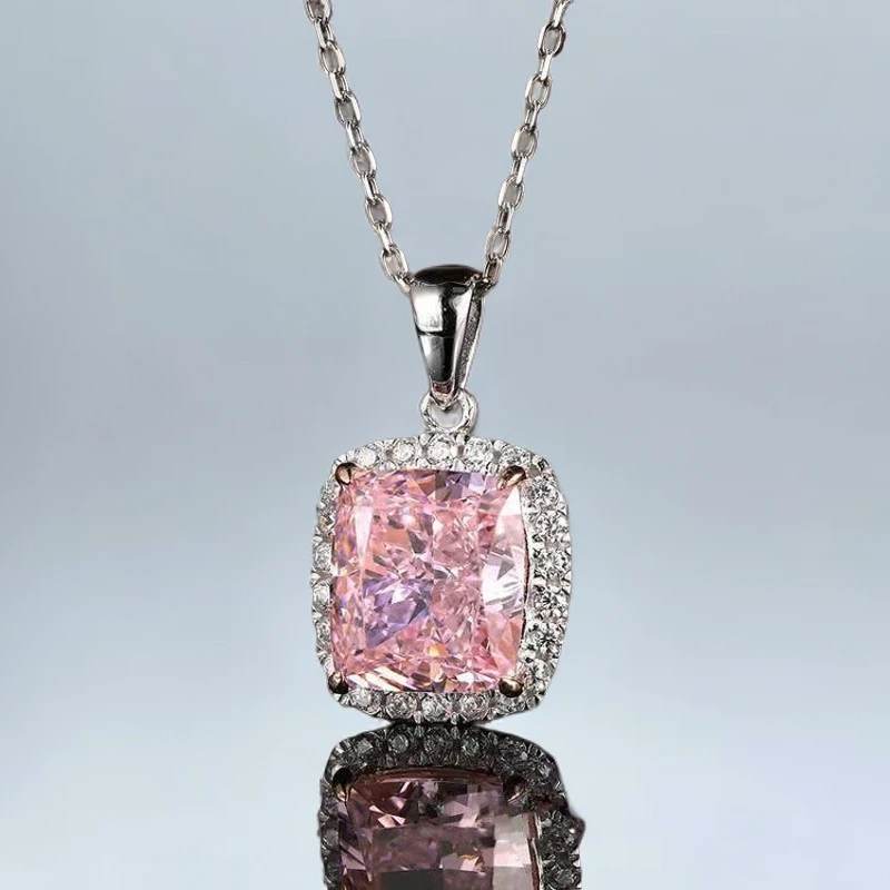 【陈鑫专属】百搭 轻奢 方糖高级感粉钻镶项链吊坠-CH-2B