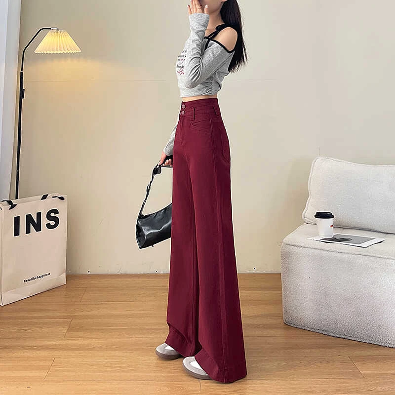 阔腿喇叭裤女宽松梨型遮肉显瘦大长腿高腰秋冬牛仔拖地裤