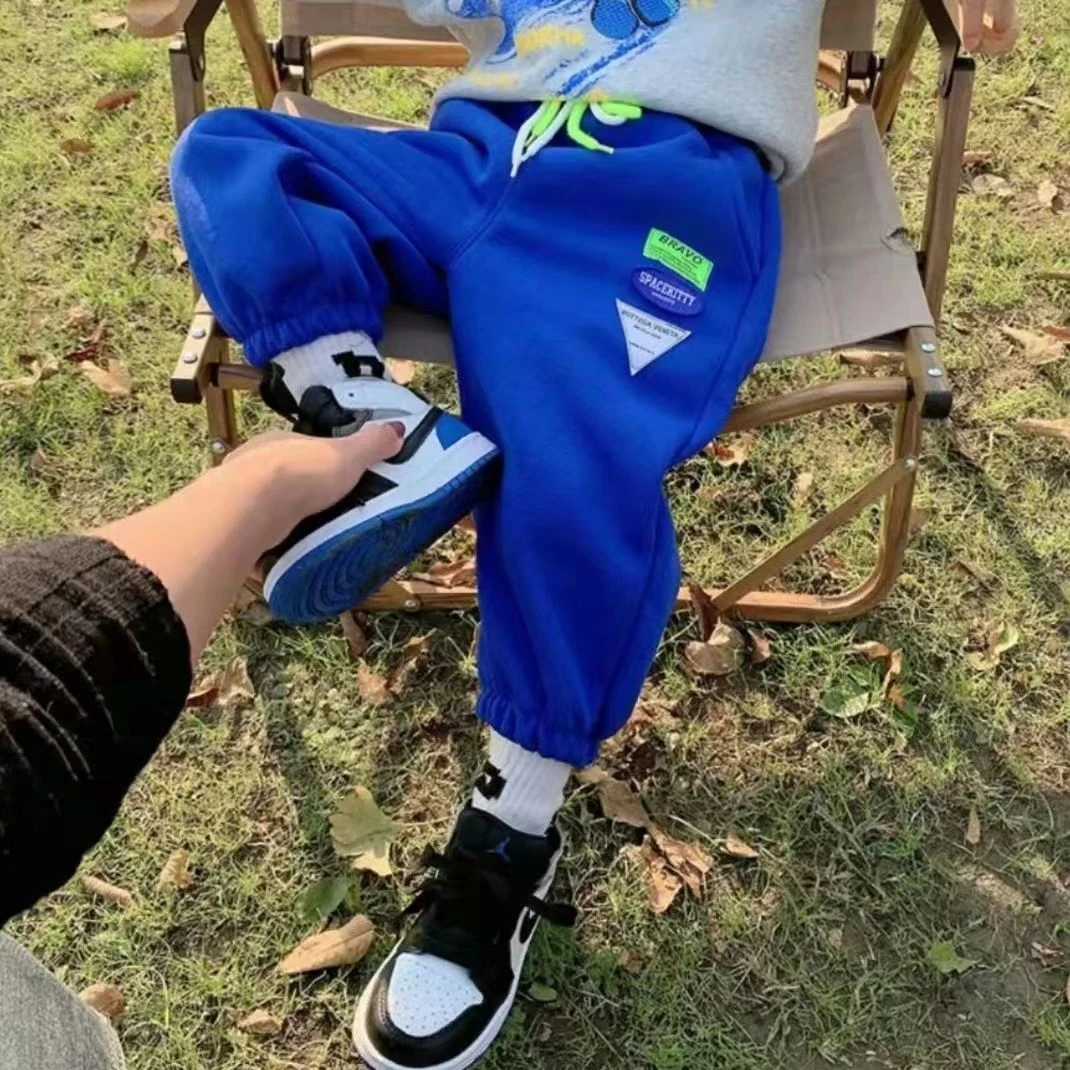 男童卫裤春秋休闲裤儿童韩版秋款宽松蓝色洋气宽松中大童百搭长裤