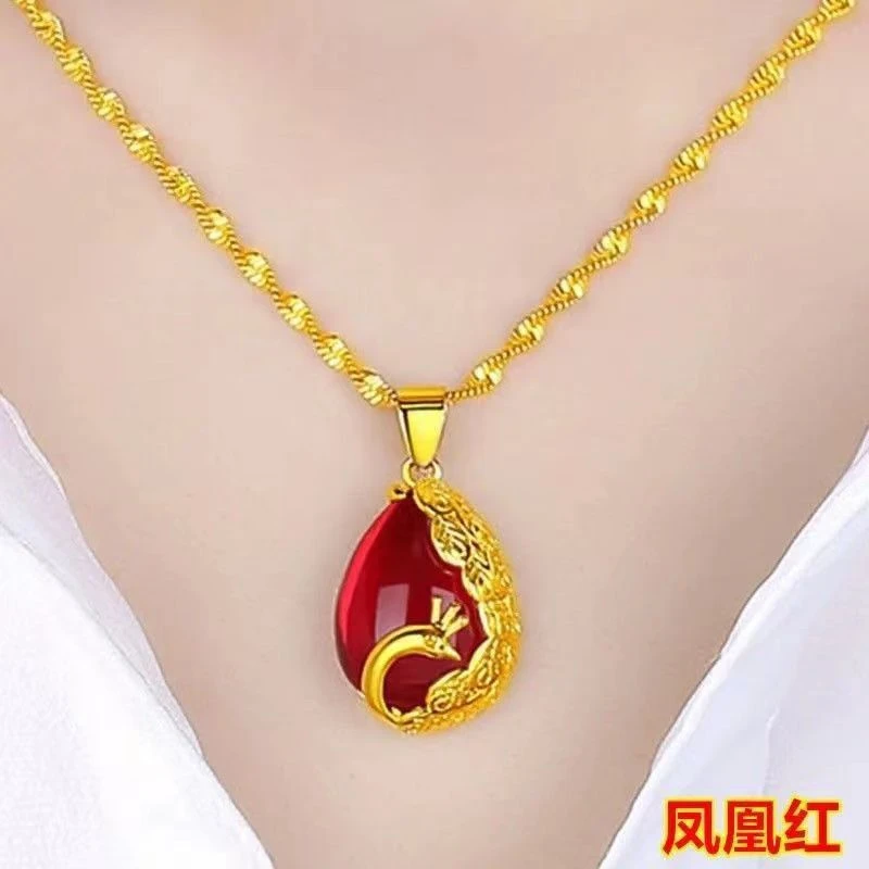 铜合金吊坠 铜合金合成皓石吊坠  孔雀水滴项链精美吊坠