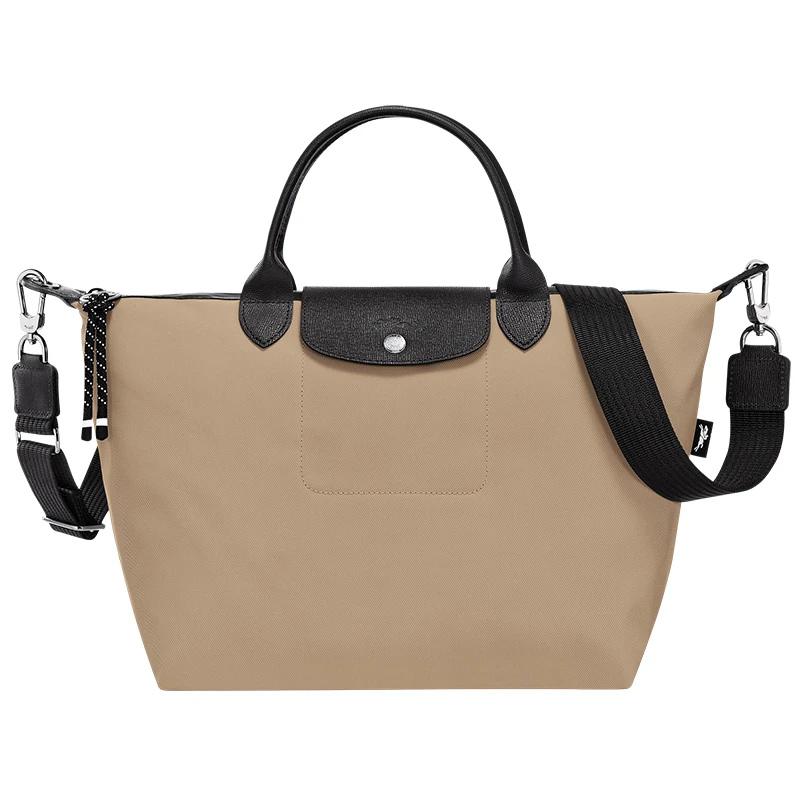 【中秋好礼】LONGCHAMP/珑骧 女士大号土褐色帆布按扣拉链手提包