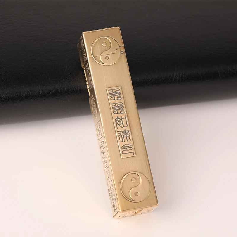 【太极八卦】黄铜立方煤油打火机老式复古经典创意高密封长续航便携