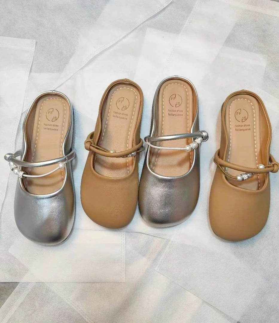 2024新款夏季外穿平底鞋百搭舒适圆头软底沙滩鞋时尚包头半拖鞋