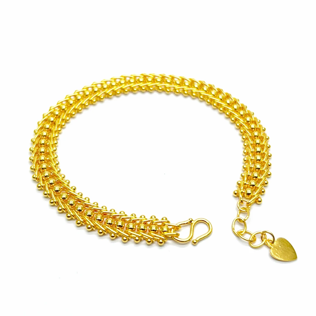 足银手链 编织珠珠手链