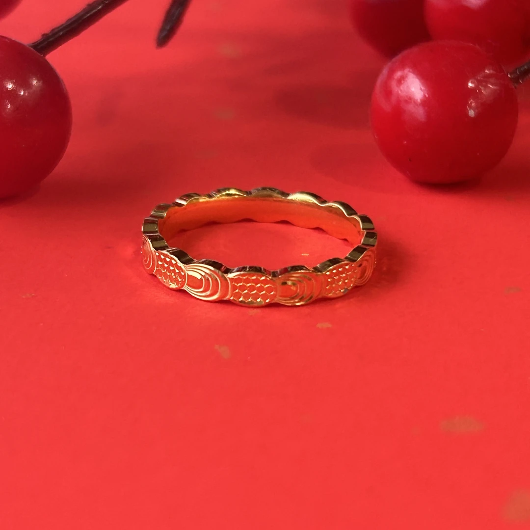 足银戒指 鱼鳞亮片闭口戒指