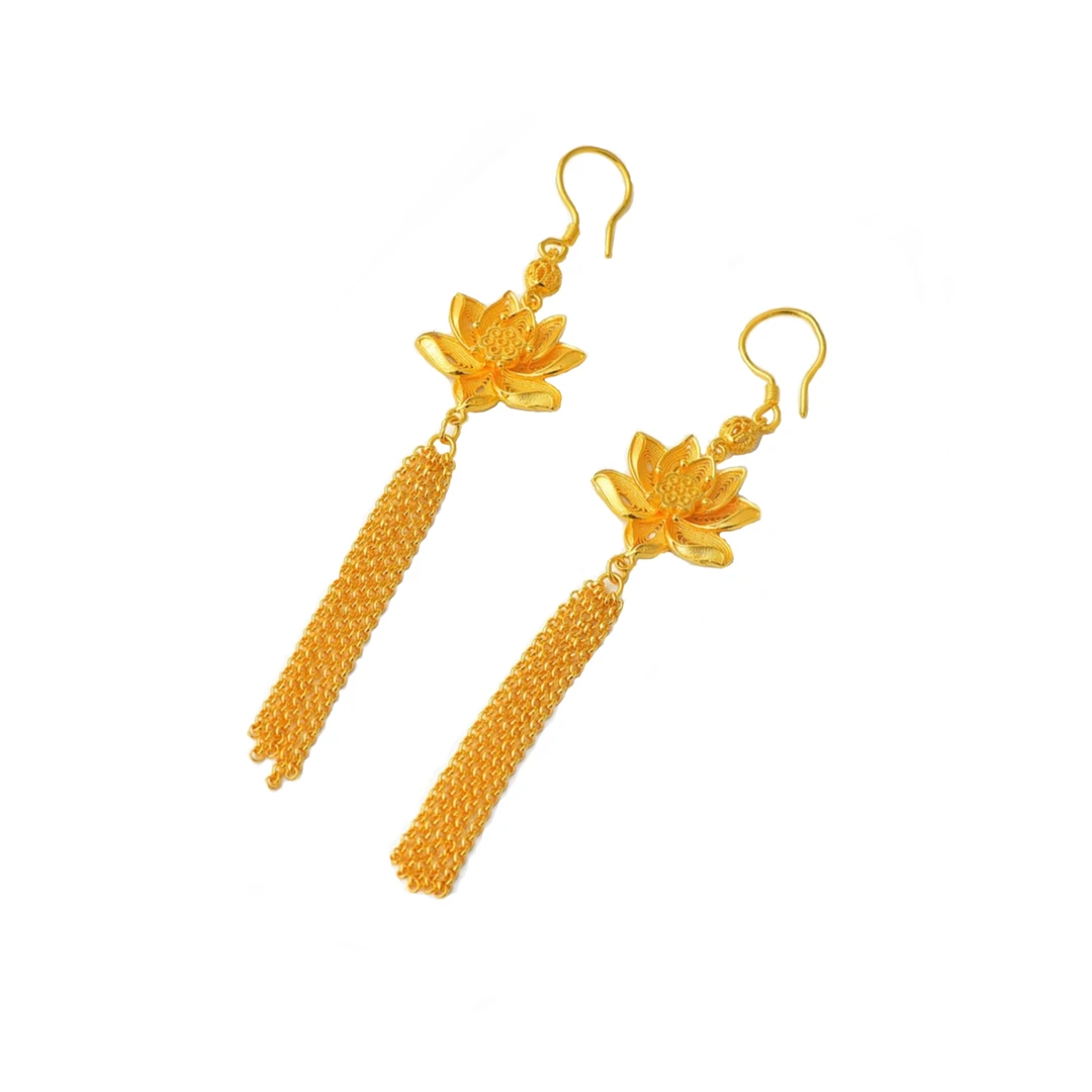 足银耳饰 莲花耳饰