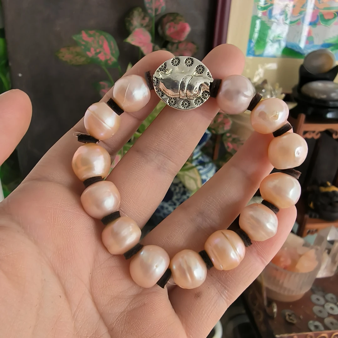 （月之门）天然珍珠粉色12+手串