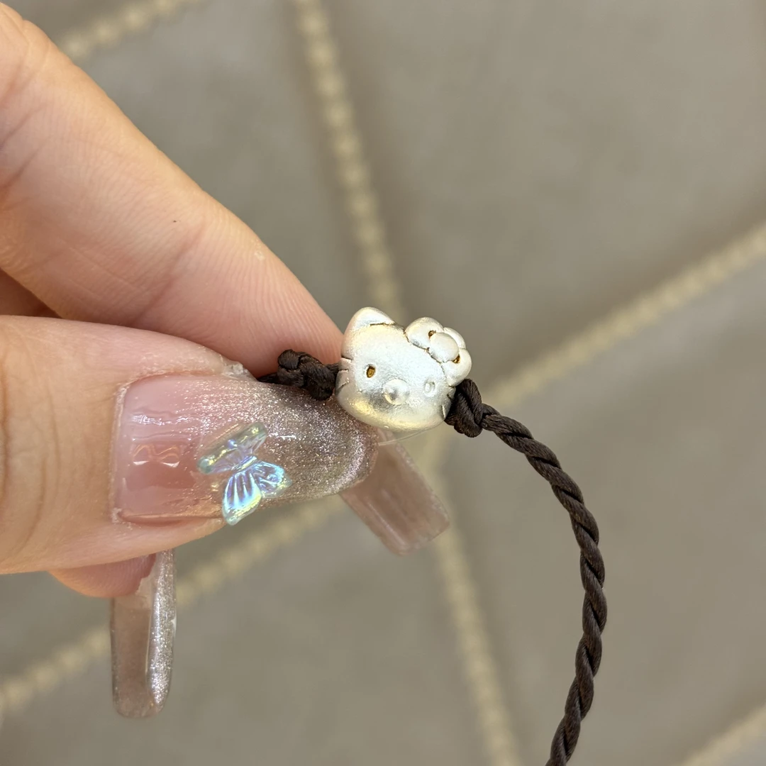 足银手链 足银吊坠可爱kt猫