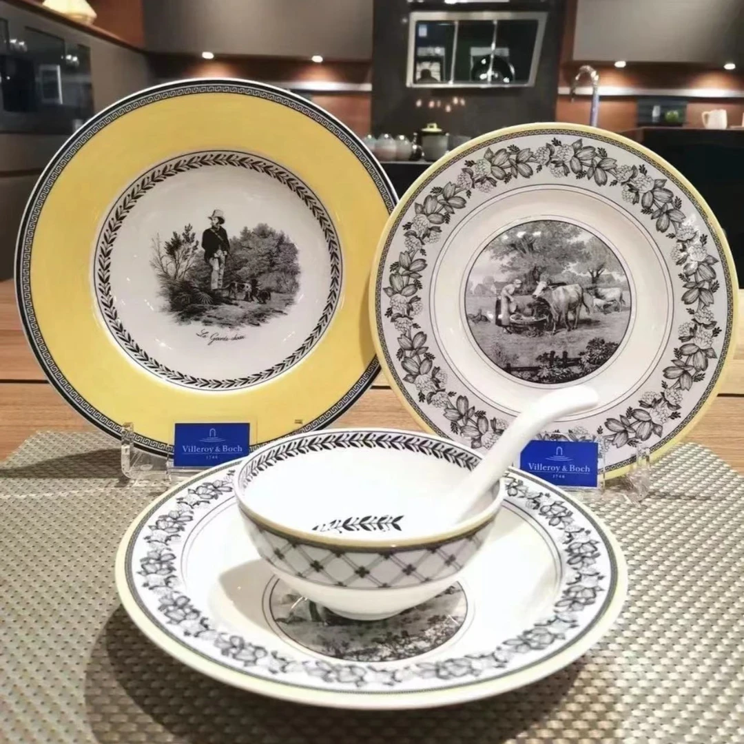 德国唯宝Villeroy&boch奥顿Audun欧式釉下彩西餐盘米饭碗牛排盘