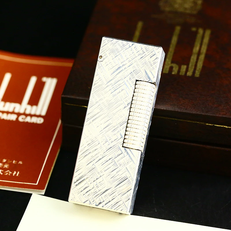 DunhiII 登喜路充气打火机镀银锉刀纹正品时尚款瑞士烟具男士纯铜