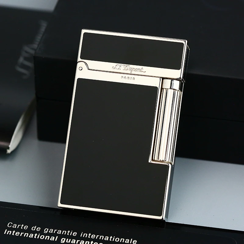 Dupont充气打火机银边黑色中国漆L2大号高档明火时尚经典 016296