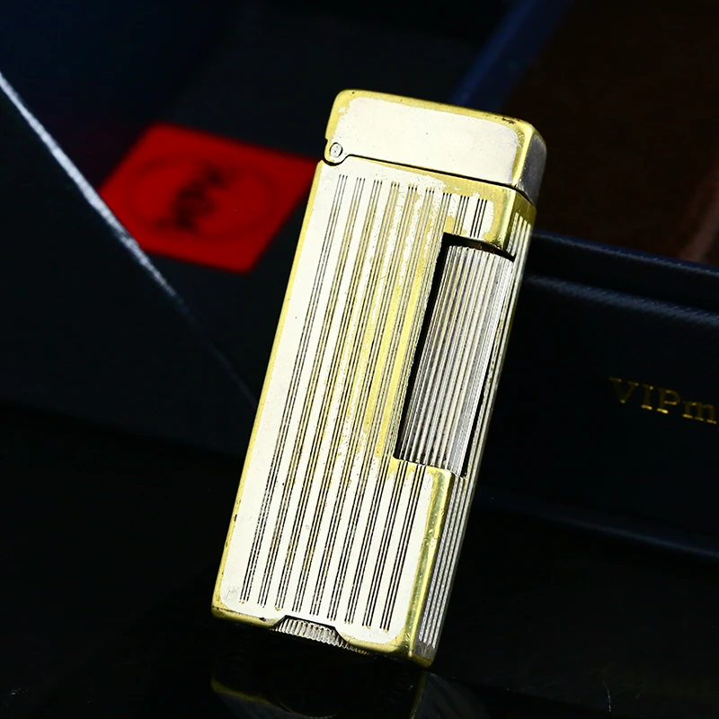 d家煤油打火机镀银竖条纹古董复古年代感