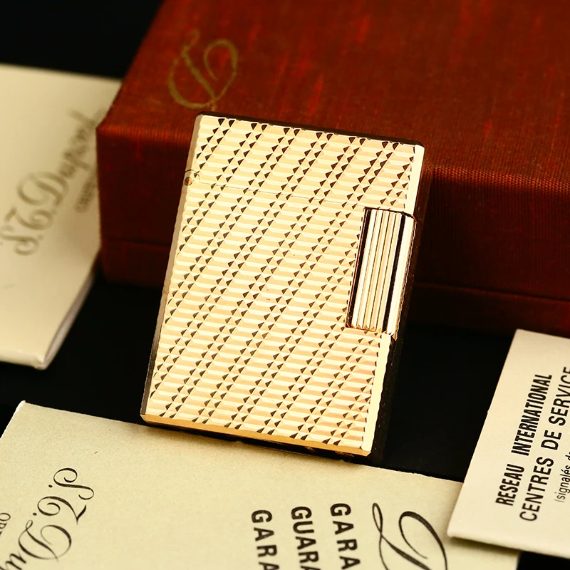 Dupont充气打火机镀金斜条横纹L1小号高档质感好物男士时尚个性