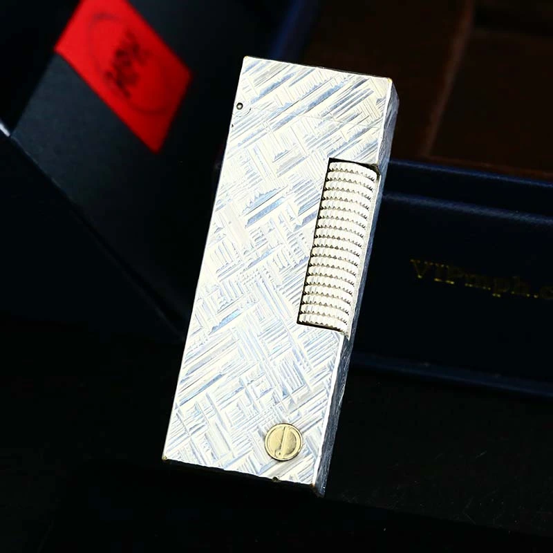 Dunhill登喜路充气打火机镀银锉刀纹带d标五代机男士经典复古奢品