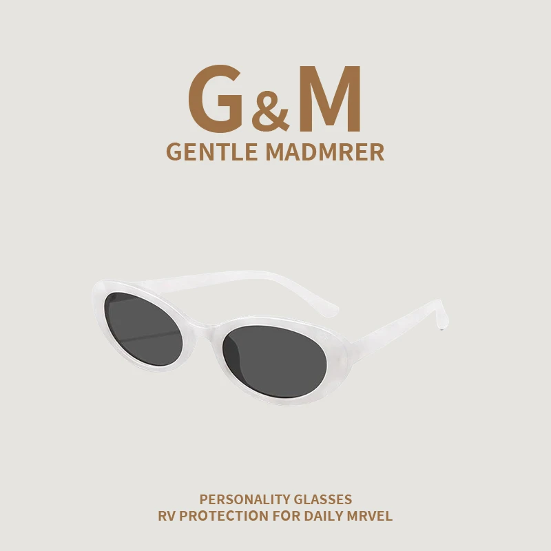 韩国GENTLE MADMRER美式复古椭圆形墨镜女甜酷辣妹猫眼太阳眼镜男