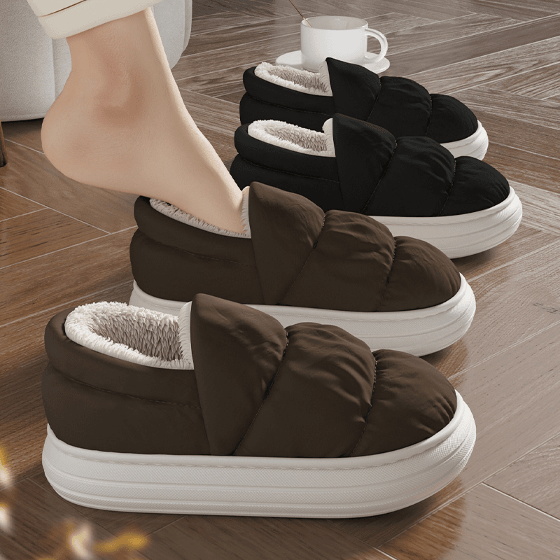 羽绒布时尚包跟棉拖鞋男士冬季2023新款室内家居防滑厚底保暖棉鞋