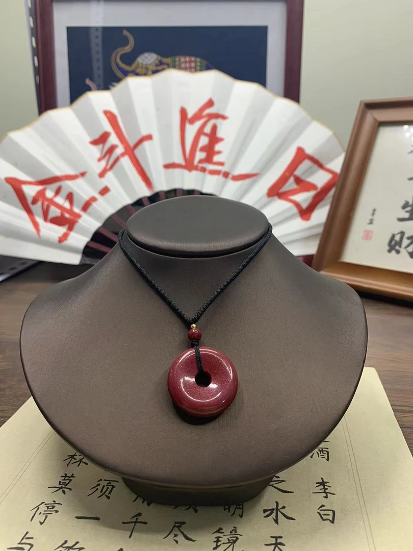 天然辰砂【松柏珠宝】朱砂平安扣国风吊坠小众设计款