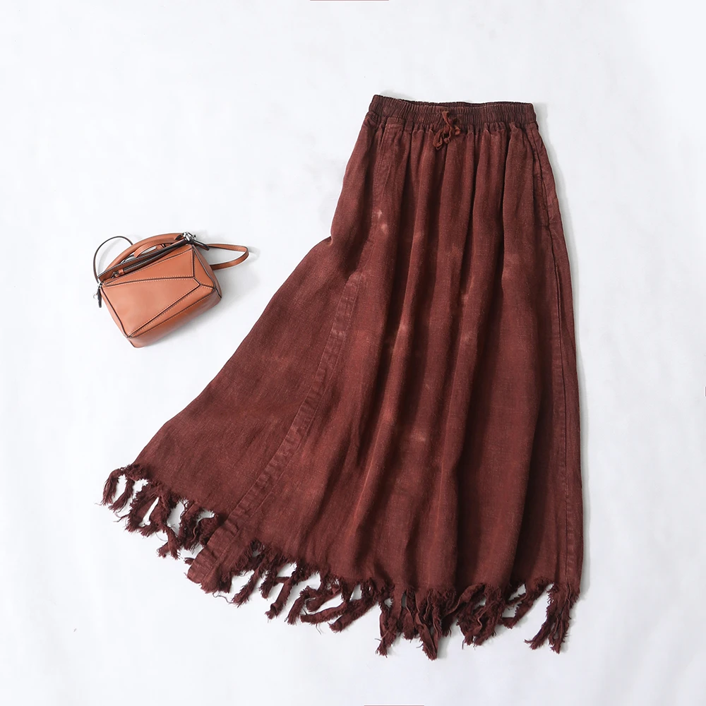 【七喜棉麻】设计师款浸染半裙MSE3352A