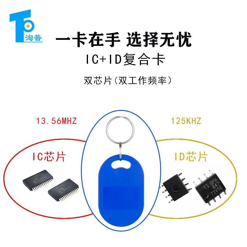 淘普 IC+ID复合卡 钥匙扣 感应门禁卡 指纹锁卡 电梯卡 定制卡